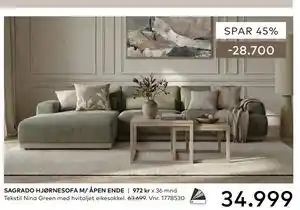 Skeidar SAGRADO HJØRNESOFA M/ ÅPEN ENDE tilbud