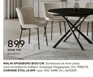 Skeidar CORINNE STOL tilbud