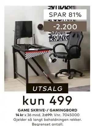 Skeidar GAME SKRIVE-/ GAMINGBORD tilbud