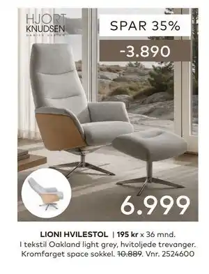 Skeidar LIONI HVILESTOL tilbud