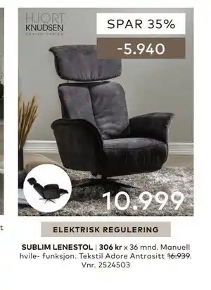 Skeidar SUBLIM LENESTOL tilbud