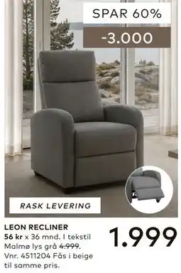 Skeidar LEON RECLINER tilbud