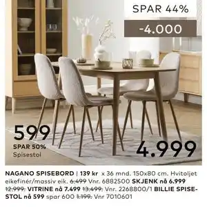 Skeidar NAGANO SPISEBORD tilbud
