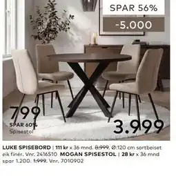 Skeidar LUKE SPISEBORD tilbud