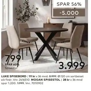 Skeidar LUKE SPISEBORD tilbud