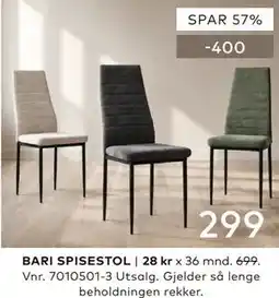 Skeidar BARI SPISESTOL tilbud