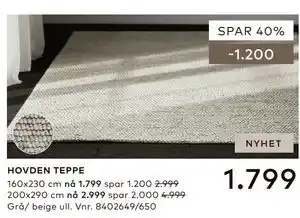 Skeidar HOVDEN TEPPE tilbud
