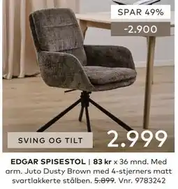 Skeidar EDGAR SPISESTOL tilbud