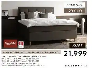 Skeidar SENSITIVE 400 KONTINENTAL tilbud