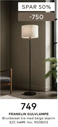 Skeidar FRANKLIN GULVLAMPE tilbud