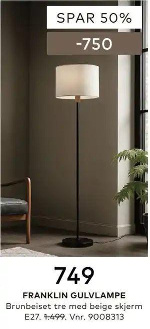 Skeidar FRANKLIN GULVLAMPE tilbud