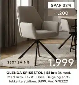Skeidar GLENDA SPISESTOL tilbud