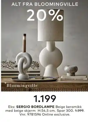 Skeidar SERGIO BORDLAMPE tilbud