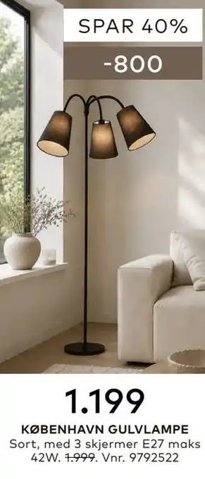 Skeidar KØBENHAVN GULVLAMPE tilbud