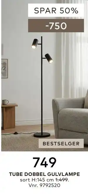 Skeidar TUBE DOBBEL GULVLAMPE tilbud