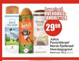 Spar Julius Favorittbrød/ Norsk Fjellbrød/ Hverdagsgrovt tilbud