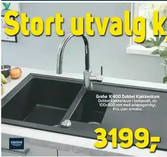 Megaflis Grohe K 400 Dobbel Kjøkkenkum tilbud