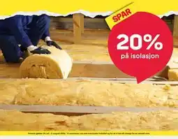 Byggmax SPAR 20% på isolasjon tilbud