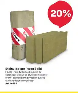 Byggmax Steinullsplate Paroc Solid tilbud