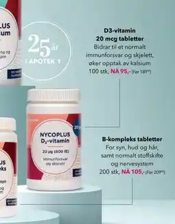 Apotek 1 D3-vitamin 20 mcg tabletter tilbud