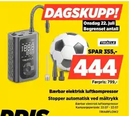 POWER Triacle Bærbar elektrisk luftkompressor Stopper automatisk ved måltrykk tilbud