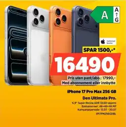 POWER Authorized Reseller iPhone 17 Pro Max 256 GB Den Ultimate Pro. tilbud