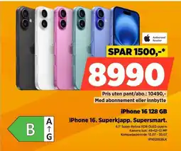 POWER Authorized Reseller iPhone 16 128 GB iPhone 16. Superkjapp. Supersmart. tilbud