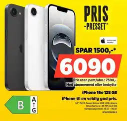 POWER Authorized Reseller iPhone 16e 128 GB iPhone til en veldig god pris. tilbud