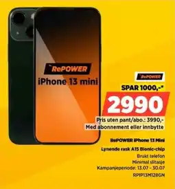 POWER Repower iPhone 13 Mini Lynende rask A15 Bionic-chip tilbud