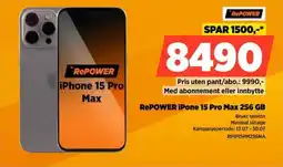 POWER Repower iPone 15 Pro Max 256 GB tilbud