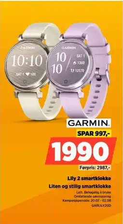 POWER Garmin Lily 2 smartklokke Liten og stilig smartklokke GARLILY2GD tilbud