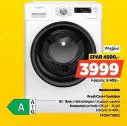 POWER Whirlpool Vaskemaskin FreshCare+ funksjon tilbud