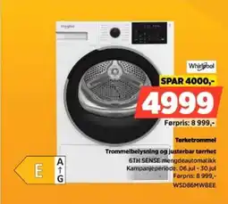 POWER Whirlpool Tørketrommel Trommelbelysning og justerbar tørrhet tilbud