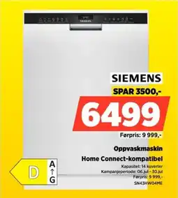 POWER Siemens Oppvaskmaskin Home Connect-kompatibel tilbud