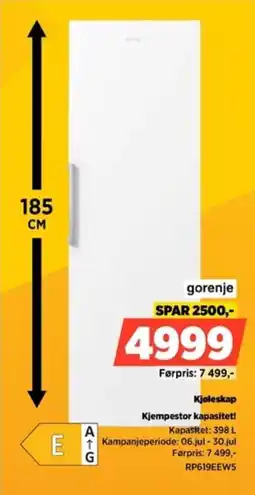 POWER Gorenje Kjøleskap Kjempestor kapasitet! tilbud