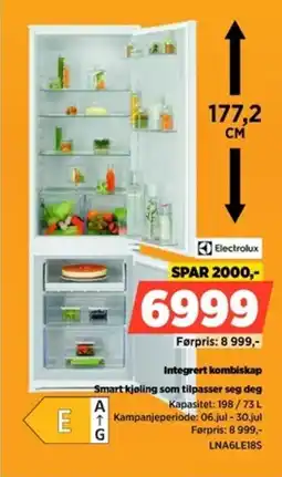 POWER Electrolux Integrert kombiskap Smart kjøling som tilpasser seg deg tilbud
