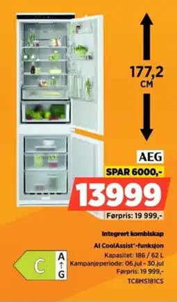 POWER Aeg Integrert kombiskap Al CoolAssist-funksjon tilbud