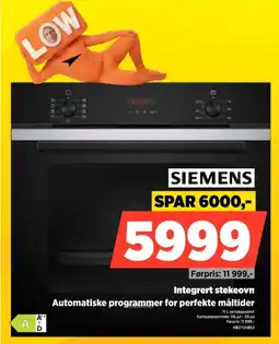 POWER Siemens Integrert stekeovn Automatiske programmer for perfekte måltider tilbud