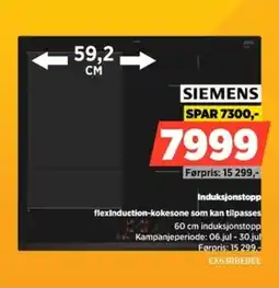 POWER Siemens Induksjonstopp flexInduction-kokesone som kan tilpasses tilbud