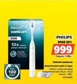 POWER Philips Elektrisk tannbørste Batterilevetid opptil 21 dager tilbud