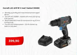 Clas Ohlson Cocraft LXC drill 18 V med 1 batteri DD650 tilbud