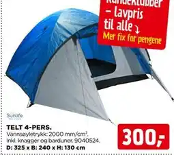 jem & fix TELT 4-PERS tilbud