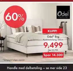 Fagmøbler Odel Eng Kontinentalseng 160cm tilbud
