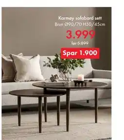 Fagmøbler Karmøy sofabord sett tilbud