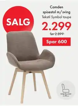 Fagmøbler Camden spisestol m/sving tilbud