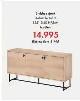 Fagmøbler Embla skjenk tilbud