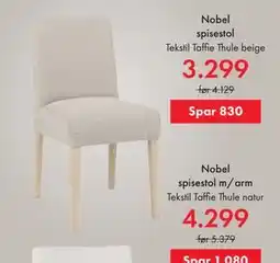 Fagmøbler Nobel spisestol tilbud