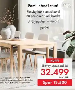 Fagmøbler Skovby spisebord 25 tilbud
