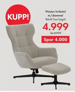 Fagmøbler Weston hvilestol m/skammel tilbud