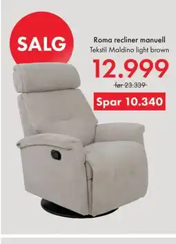 Fagmøbler Roma recliner manuell tilbud